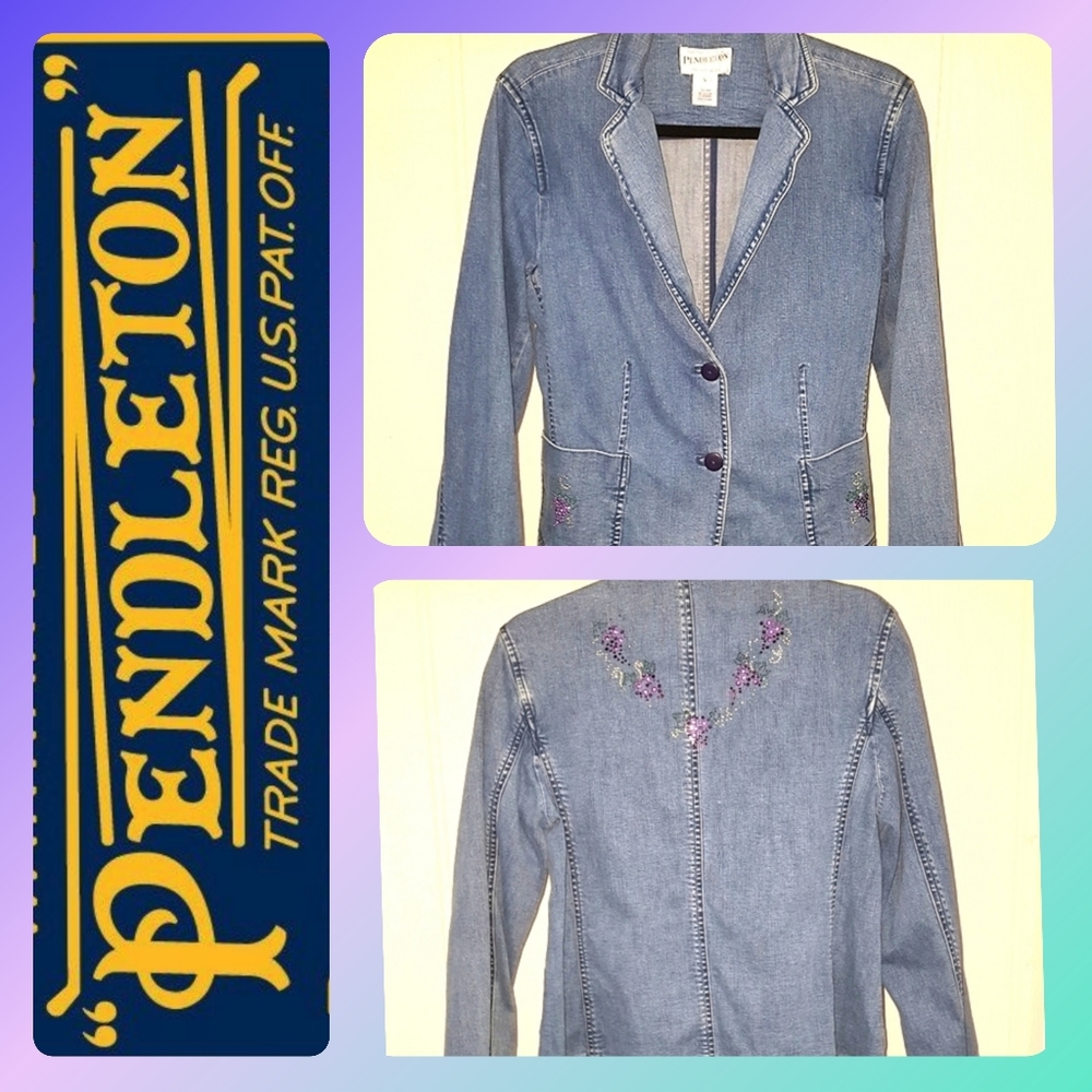 L VINTAGE PENDELTON Denim Rhinestone Jean Jacket